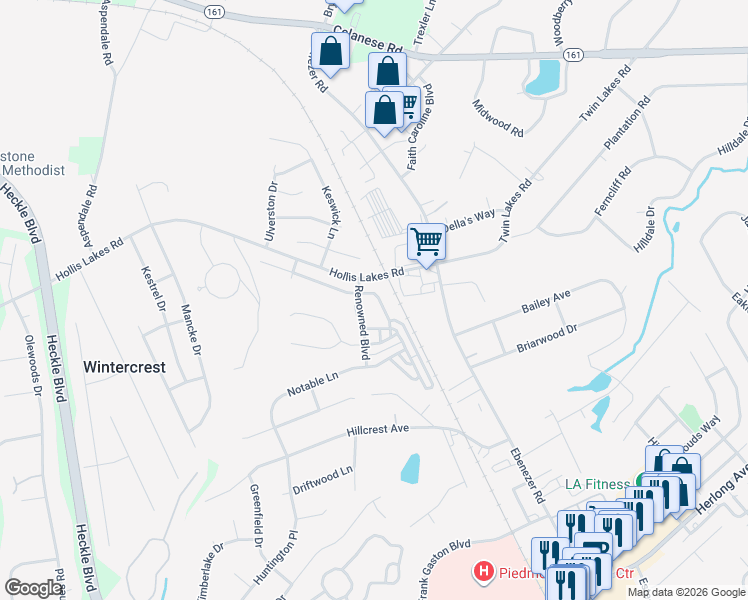map of restaurants, bars, coffee shops, grocery stores, and more near 626 Oldham Lane in Rock Hill