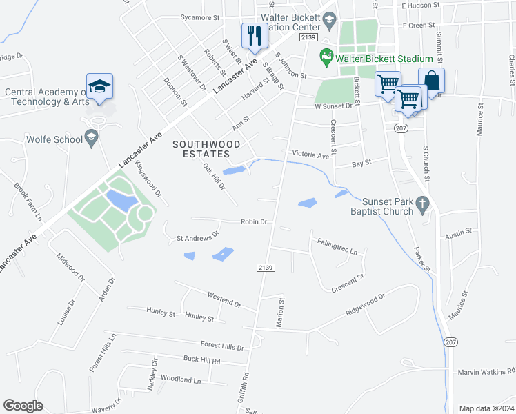 map of restaurants, bars, coffee shops, grocery stores, and more near 509 Evergreen Place in Monroe