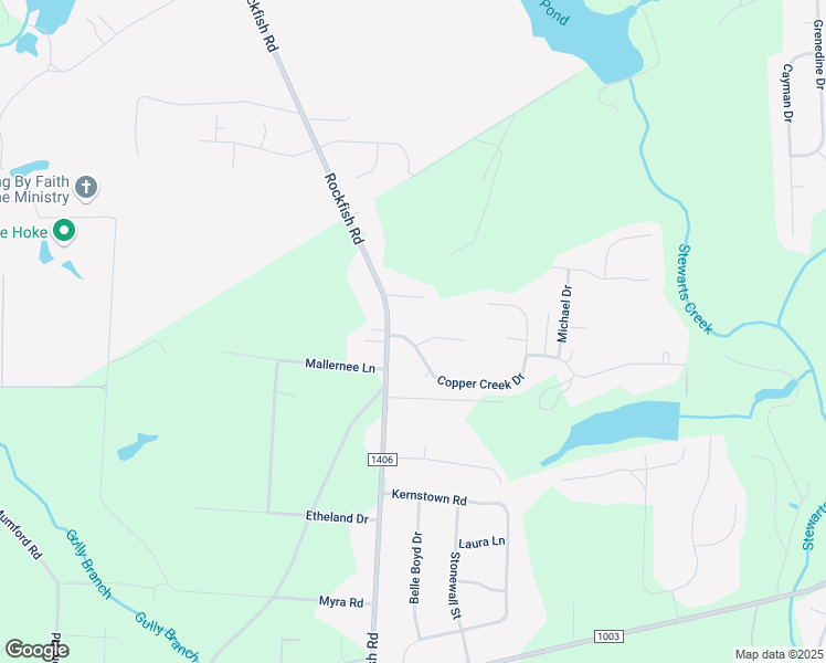 map of restaurants, bars, coffee shops, grocery stores, and more near 149 Copper Creek Drive in Raeford