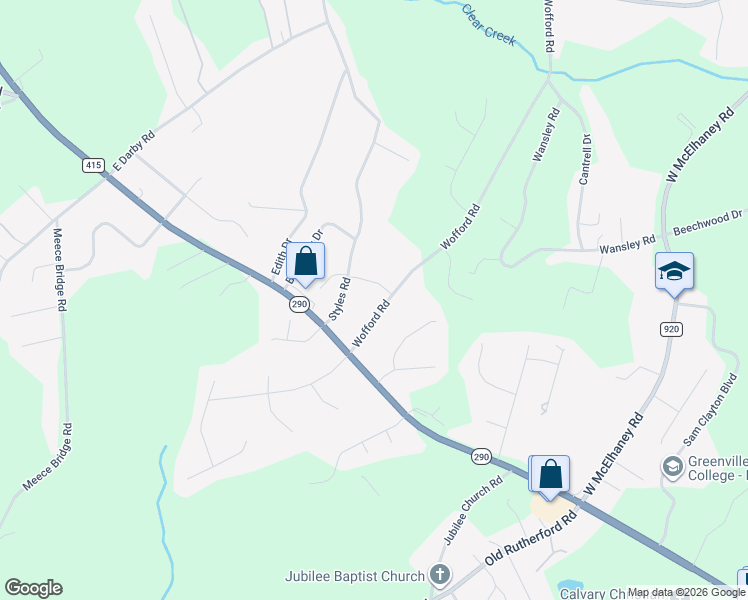 map of restaurants, bars, coffee shops, grocery stores, and more near 22 Wofford Road in Taylors