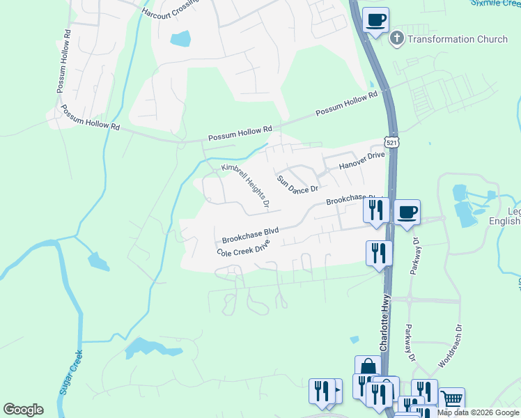 map of restaurants, bars, coffee shops, grocery stores, and more near 7434 Barrington Ridge Drive in Indian Land