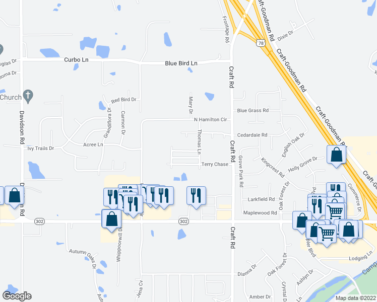 map of restaurants, bars, coffee shops, grocery stores, and more near 6724 Jessie Hoyt Drive in Olive Branch