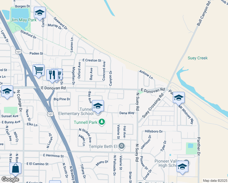 map of restaurants, bars, coffee shops, grocery stores, and more near 1421 Lahr Lane in Santa Maria
