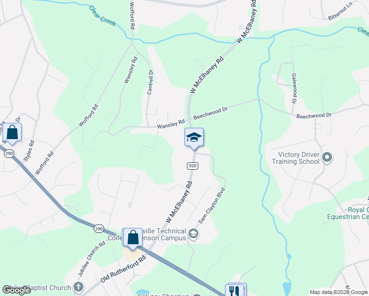 map of restaurants, bars, coffee shops, grocery stores, and more near 135 West McElhaney Road in Taylors