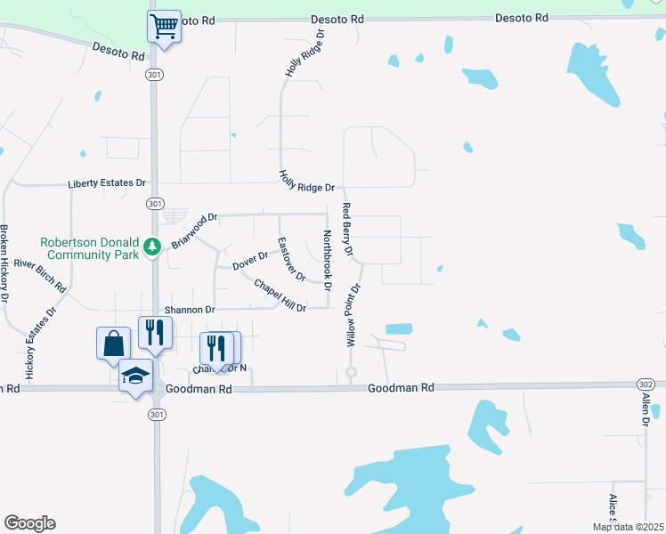 map of restaurants, bars, coffee shops, grocery stores, and more near 7377 Red Berry Drive in Horn Lake