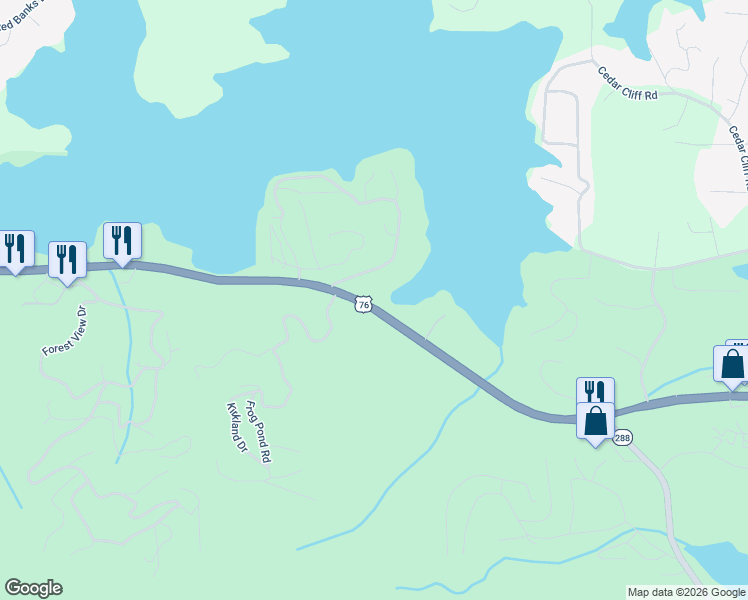 map of restaurants, bars, coffee shops, grocery stores, and more near 2300 Ridgecrest Circle in Hiawassee