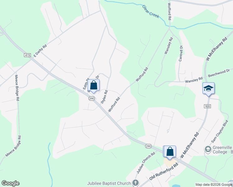 map of restaurants, bars, coffee shops, grocery stores, and more near 43 Wofford Road in Taylors