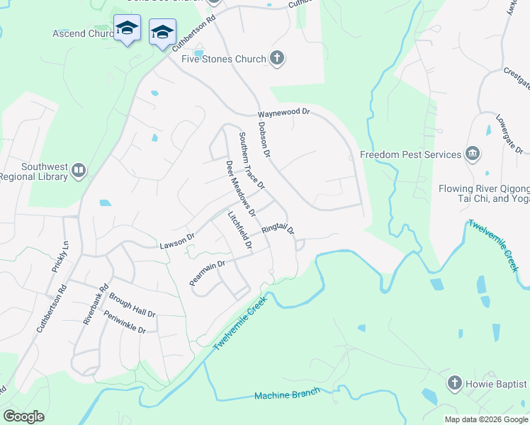 map of restaurants, bars, coffee shops, grocery stores, and more near 3008 Sewee Lane in Waxhaw
