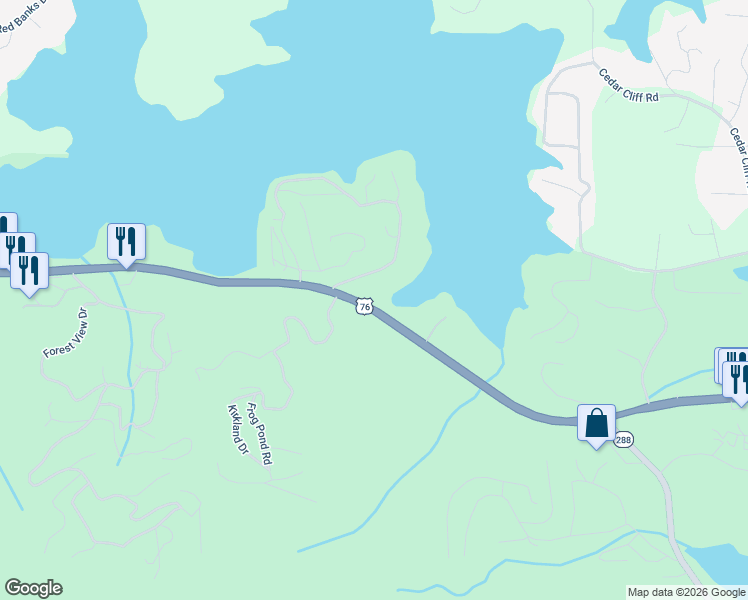 map of restaurants, bars, coffee shops, grocery stores, and more near 2300 Ridgecrest Circle in Hiawassee