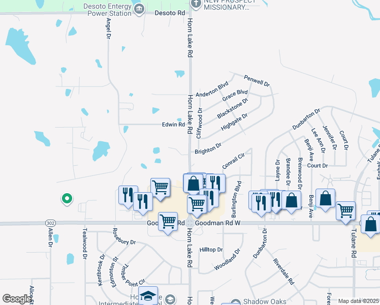 map of restaurants, bars, coffee shops, grocery stores, and more near 7300 Horn Lake Road in Horn Lake