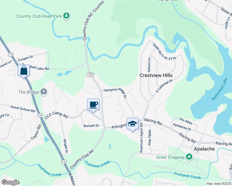 map of restaurants, bars, coffee shops, grocery stores, and more near 4 7 Pines Court in Greer