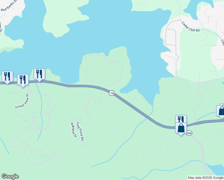 map of restaurants, bars, coffee shops, grocery stores, and more near 2147 Ridgecrest Circle in Hiawassee