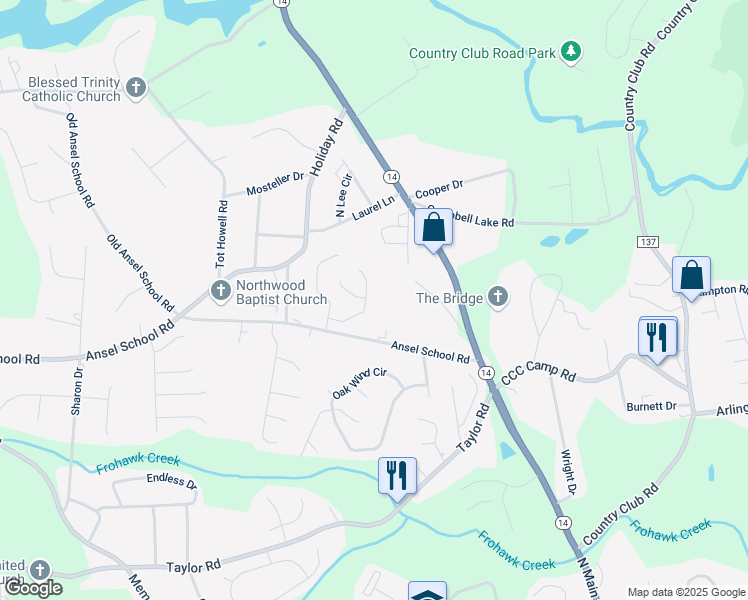 map of restaurants, bars, coffee shops, grocery stores, and more near 43 Matlock Circle in Greer