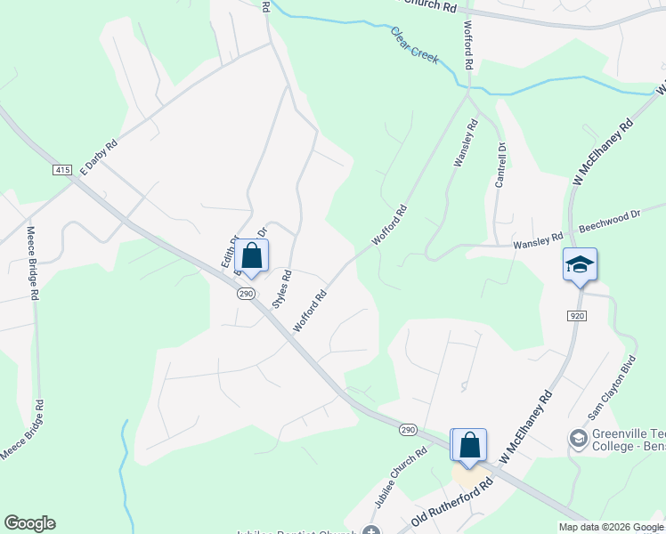 map of restaurants, bars, coffee shops, grocery stores, and more near 43 Wofford Road in Taylors