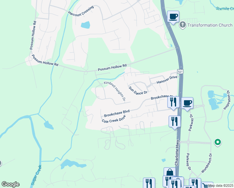 map of restaurants, bars, coffee shops, grocery stores, and more near 6064 Kimbrell Heights Drive in Indian Land