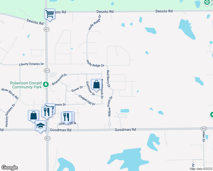map of restaurants, bars, coffee shops, grocery stores, and more near 7377 Red Berry Drive in Horn Lake