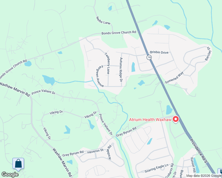 map of restaurants, bars, coffee shops, grocery stores, and more near 8600 Fairgreen Avenue in Waxhaw
