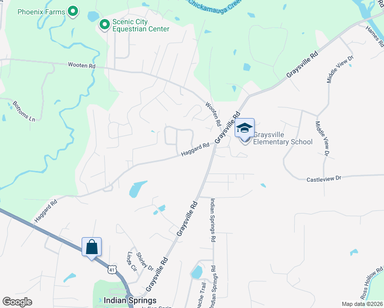 map of restaurants, bars, coffee shops, grocery stores, and more near 864 Haggard Road in Ringgold