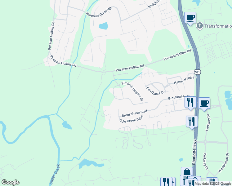 map of restaurants, bars, coffee shops, grocery stores, and more near 7329 Barrington Ridge Drive in Indian Land