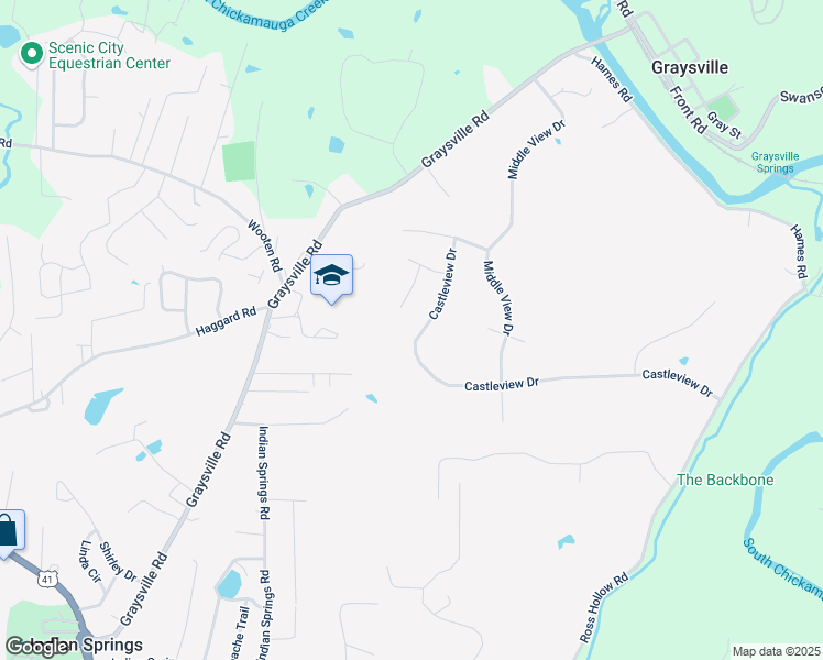 map of restaurants, bars, coffee shops, grocery stores, and more near 771 Castleview Dr in Ringgold