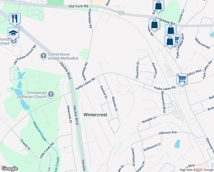 map of restaurants, bars, coffee shops, grocery stores, and more near 2240 Mancke Drive in Rock Hill