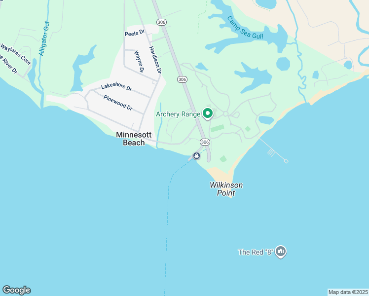 map of restaurants, bars, coffee shops, grocery stores, and more near 143 Country Club Drive in Minnesott Beach