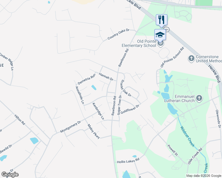 map of restaurants, bars, coffee shops, grocery stores, and more near 550 Rawlinson Road in Rock Hill