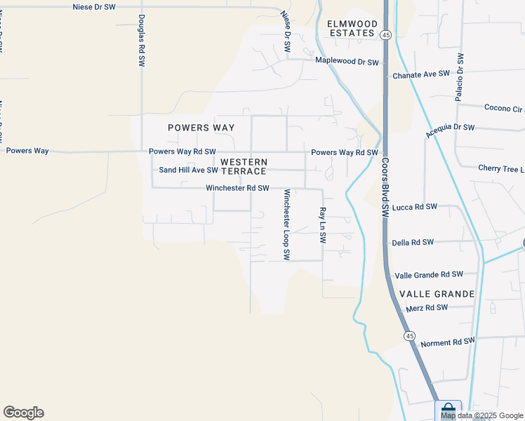 map of restaurants, bars, coffee shops, grocery stores, and more near 6845 Jacqueline Drive Southwest in Albuquerque