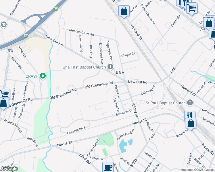 map of restaurants, bars, coffee shops, grocery stores, and more near 241 Old Greenville Road in Spartanburg