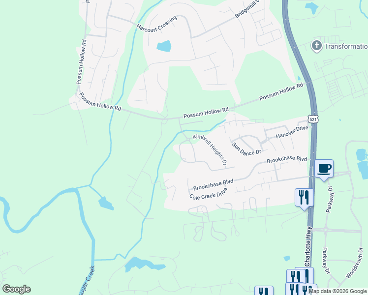 map of restaurants, bars, coffee shops, grocery stores, and more near 7329 Barrington Ridge Drive in Indian Land