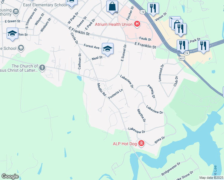 map of restaurants, bars, coffee shops, grocery stores, and more near 1316 Patterson Street in Monroe