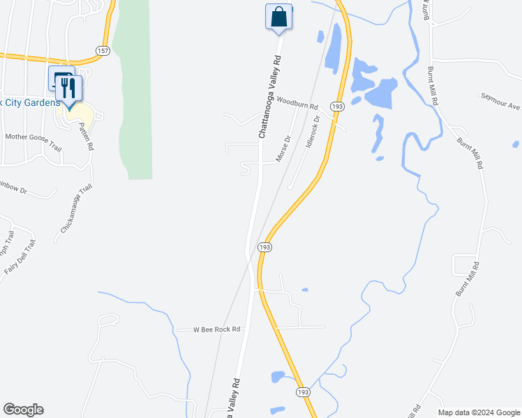 map of restaurants, bars, coffee shops, grocery stores, and more near 953 Chattanooga Valley Road in Walker County