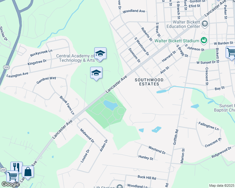 map of restaurants, bars, coffee shops, grocery stores, and more near 1004 Kingswood Drive in Monroe
