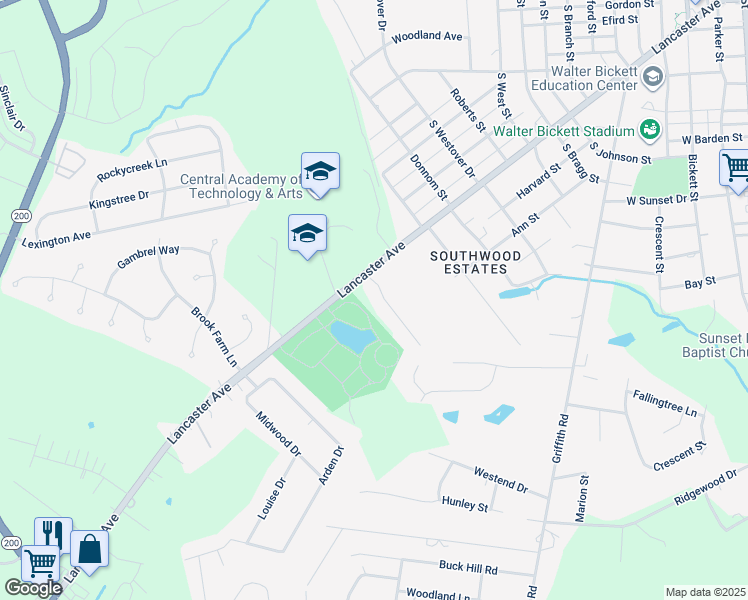 map of restaurants, bars, coffee shops, grocery stores, and more near 1004 Kingswood Drive in Monroe