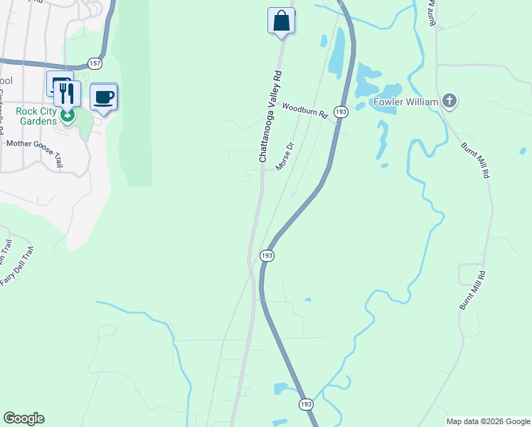map of restaurants, bars, coffee shops, grocery stores, and more near 971 Chattanooga Valley Road in Walker County