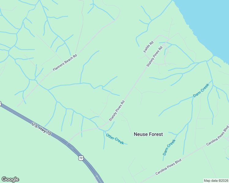 map of restaurants, bars, coffee shops, grocery stores, and more near 120 Hunting Wood Lane in New Bern