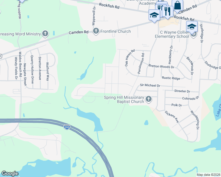 map of restaurants, bars, coffee shops, grocery stores, and more near Shire Street in Cumberland County