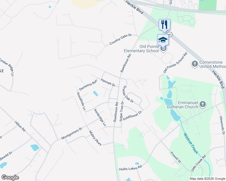 map of restaurants, bars, coffee shops, grocery stores, and more near 550 Rawlinson Road in Rock Hill