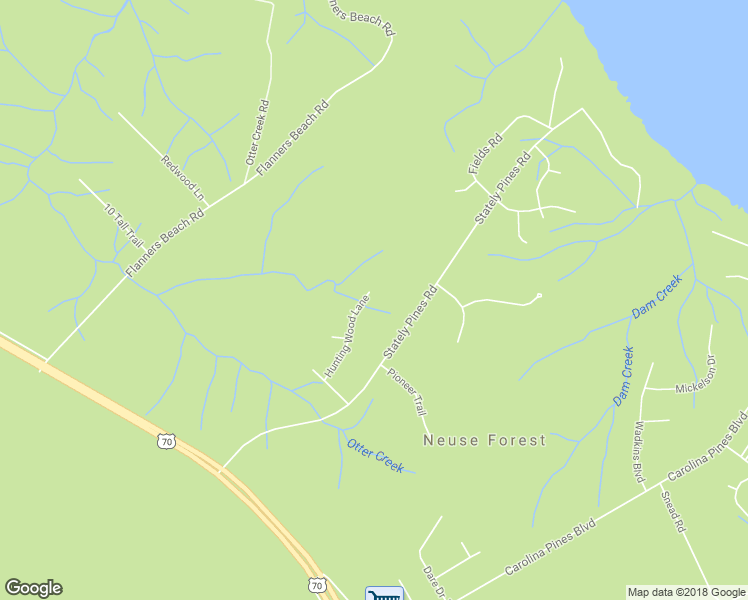 map of restaurants, bars, coffee shops, grocery stores, and more near 128 Hunting Wood Lane in New Bern