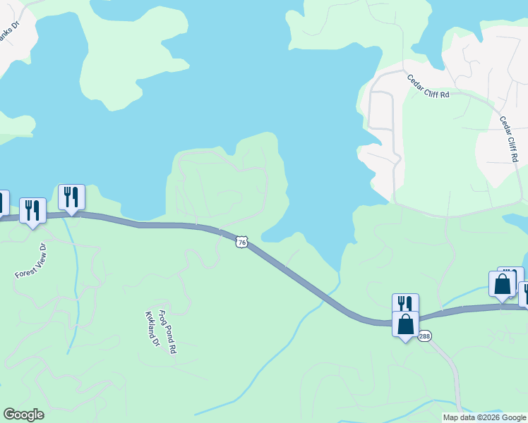 map of restaurants, bars, coffee shops, grocery stores, and more near 2300 Ridgecrest Circle in Hiawassee