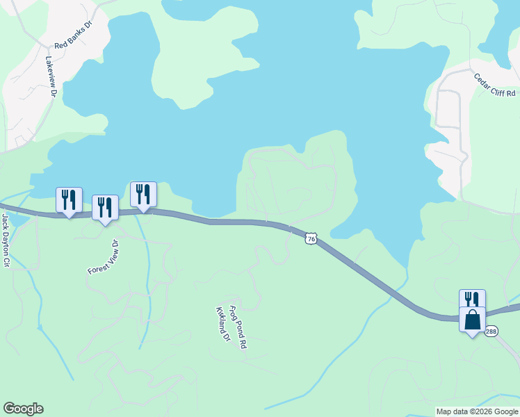 map of restaurants, bars, coffee shops, grocery stores, and more near 2734 Ridgecrest Circle in Hiawassee