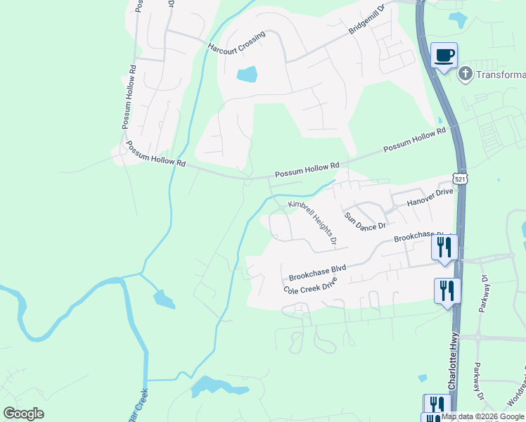 map of restaurants, bars, coffee shops, grocery stores, and more near 5224 Winding Grove Way in Indian Land