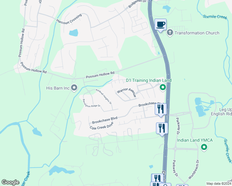 map of restaurants, bars, coffee shops, grocery stores, and more near 7415 Sun Dance Drive in Fort Mill