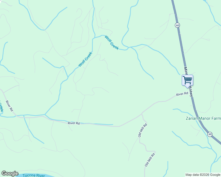 map of restaurants, bars, coffee shops, grocery stores, and more near 281 South Williamstown Ridge in Mineral Bluff