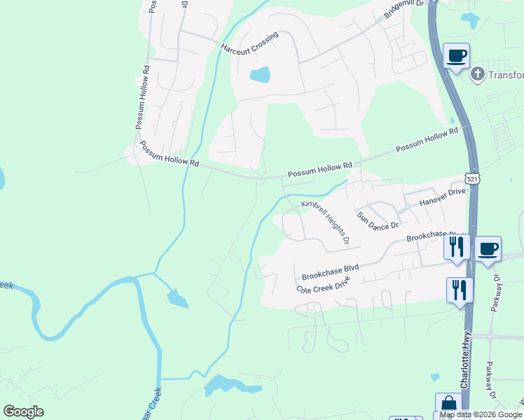 map of restaurants, bars, coffee shops, grocery stores, and more near 8715 Whippoorwill Drive in Indian Land