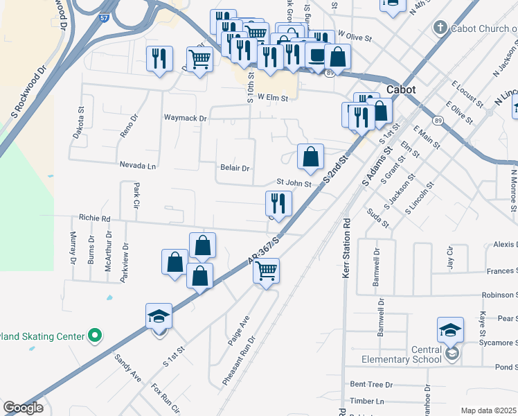 map of restaurants, bars, coffee shops, grocery stores, and more near 16 Chalet Street in Cabot