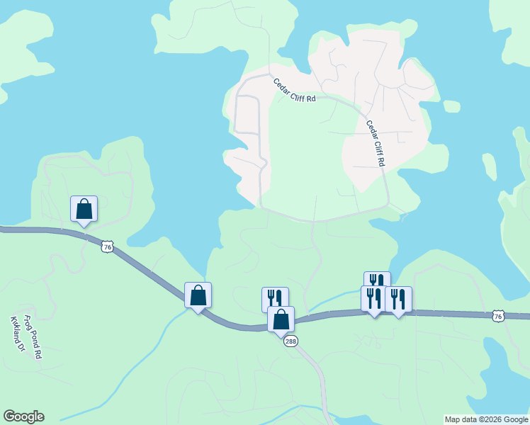 map of restaurants, bars, coffee shops, grocery stores, and more near 1 Walton Sutton Drive in Hiawassee