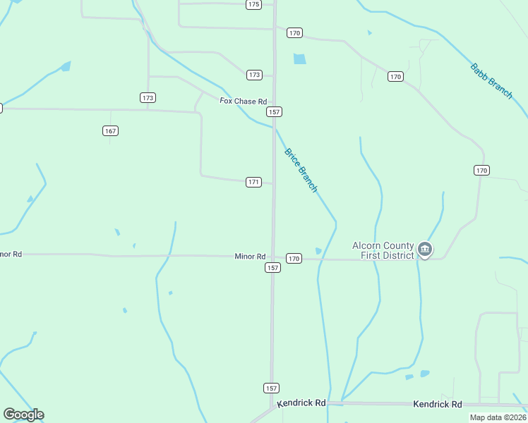 map of restaurants, bars, coffee shops, grocery stores, and more near 168 County Road 171 in Corinth