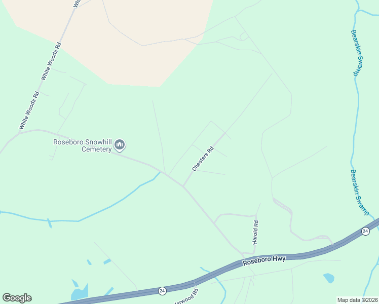 map of restaurants, bars, coffee shops, grocery stores, and more near 146 Canterbury Lane in Roseboro