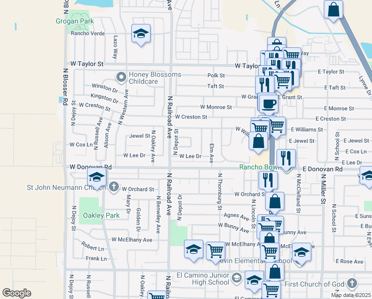 map of restaurants, bars, coffee shops, grocery stores, and more near 1644 Pleman Place in Santa Maria
